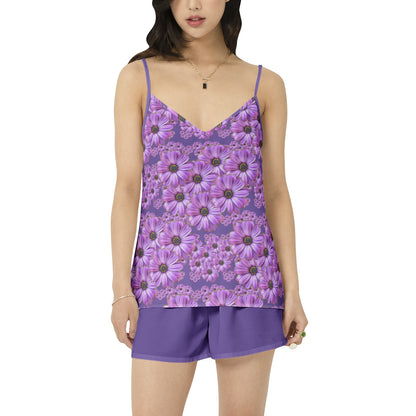 TRP Floral Print 07: African Daisies 01 Designer Cami Top and Shorts Pajama Set