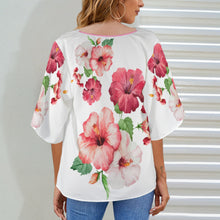 Load image into Gallery viewer, TRP Floral Print 03 Designer Draped Neck Flare Sleeve Blouse