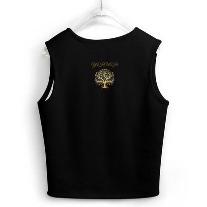 Yahuah: Tree of Life (01-01) | Knit Crop Top | Black Gold Faith Vest