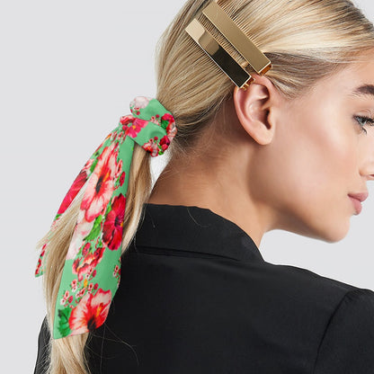 TRP Floral Print 03: Hibiscus Flowers 01-02 Tropical Bloom Satin Scarf Scrunchie