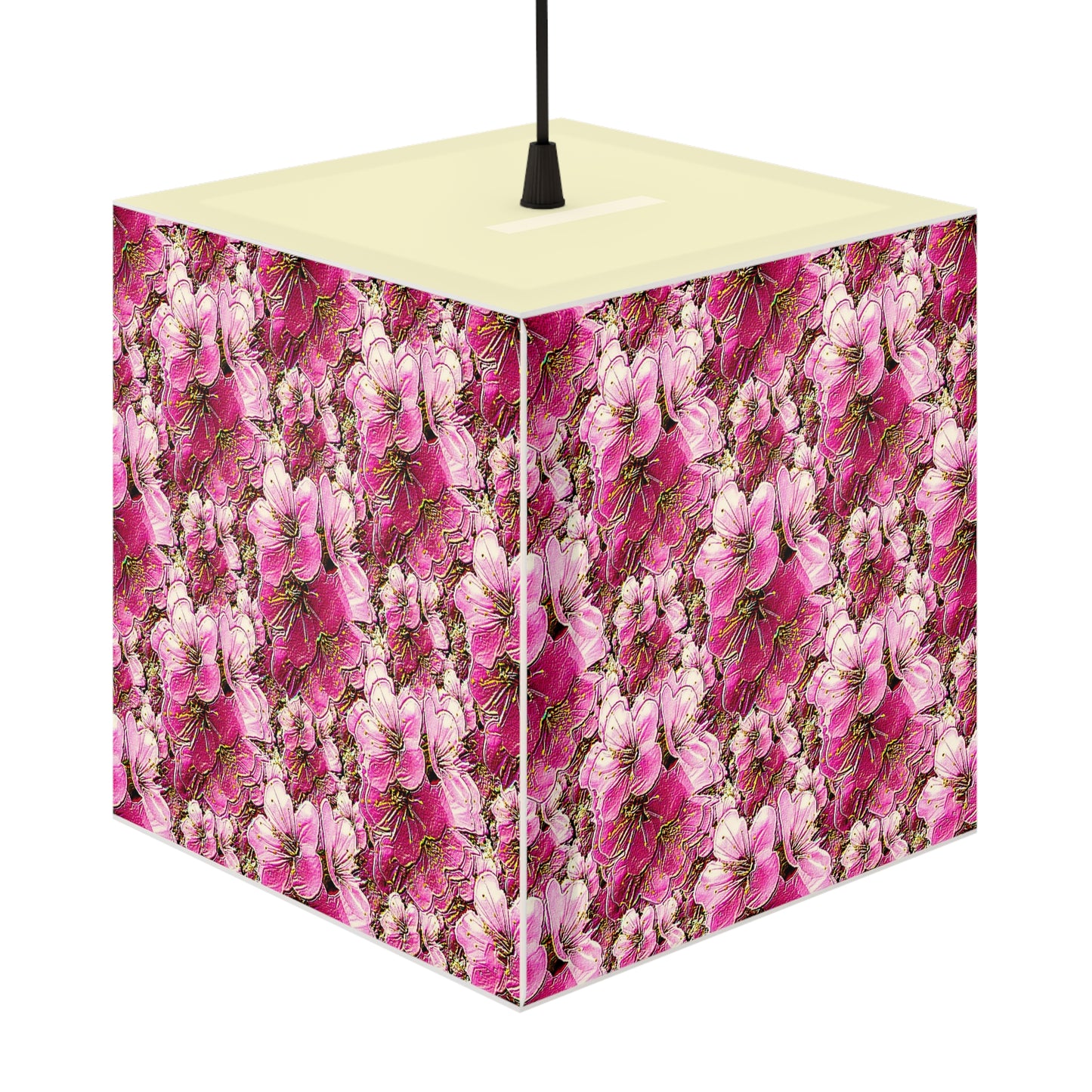 Electric Flora: Neon Sakura Cherry Blossoms Cube Bedside Lamp