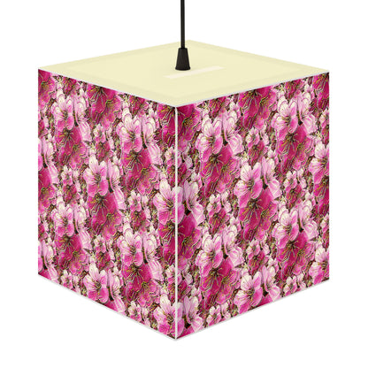 Electric Flora: Neon Sakura Cherry Blossoms Cube Bedside Lamp