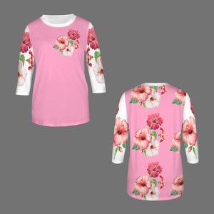 TRP Floral Print 03 Ladies Designer Round Neck Half Sleeve T-shirt