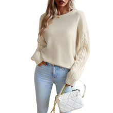 Cargar imagen en el visor de la galería, Round Neck Drop Shoulder Knit Acrylic Sweater (4 colors)