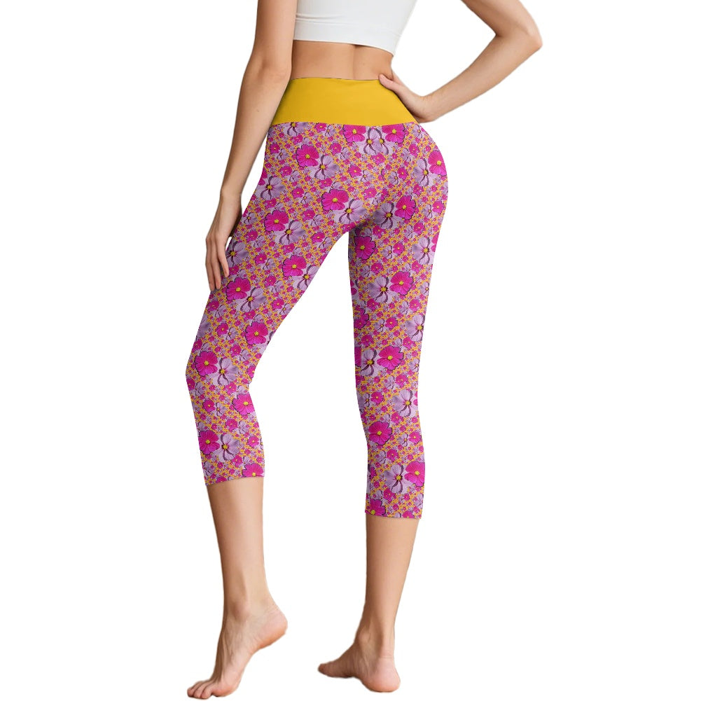 TRP Floral Print 05: Garden Cosmos Designer 7 Point Yoga Pants