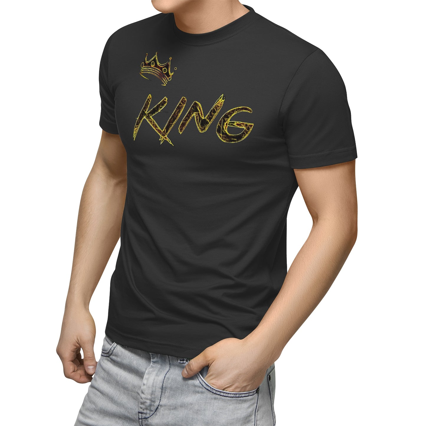 KING 01-01 Men's Designer Pima Ultra Cotton T‑shirt (White/Black)