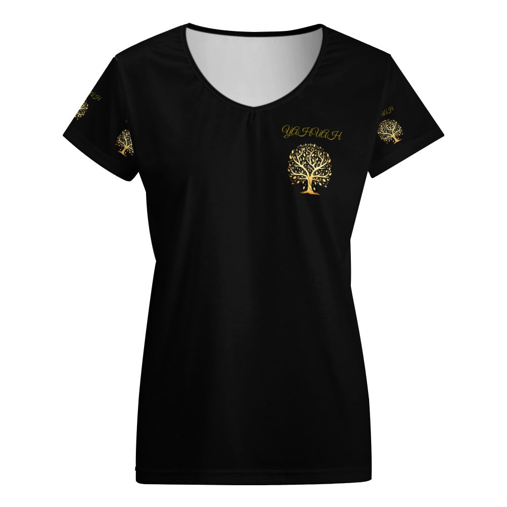 Yahuah-Tree of Life 01-01 Designer V-neck T-shirt