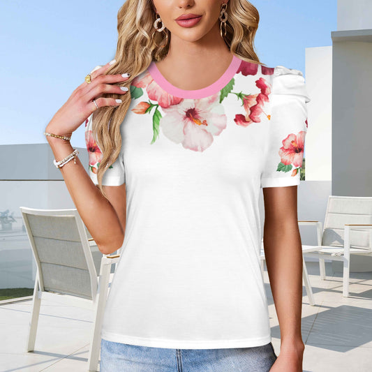 TRP Floral Print 03 Designer Round Neck Puff Sleeve T-shirt