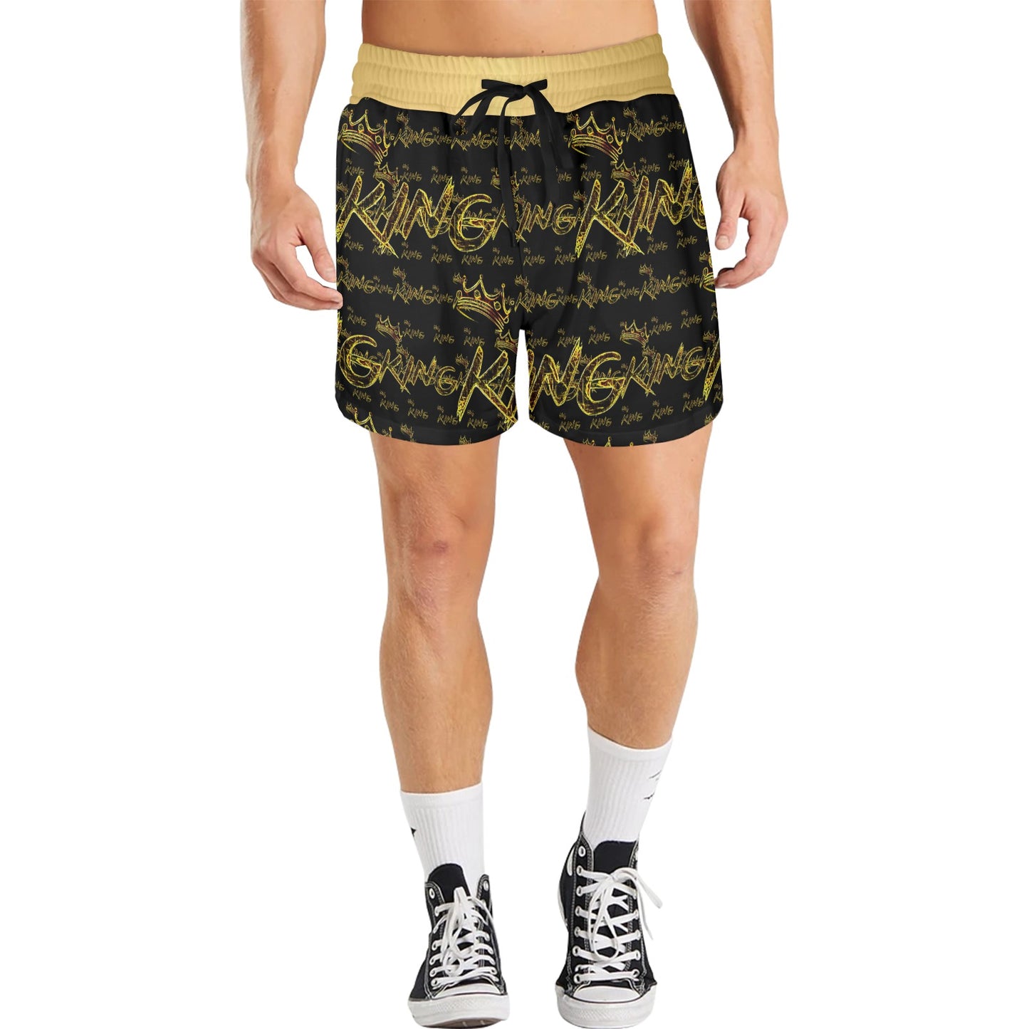 KING 01-01 Men's Designer Casual Elastic Drawstring Shorts