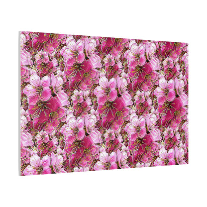Electric Flora: Neon Sakura Cherry Blossoms Stretched Matte Canvas Wall Art