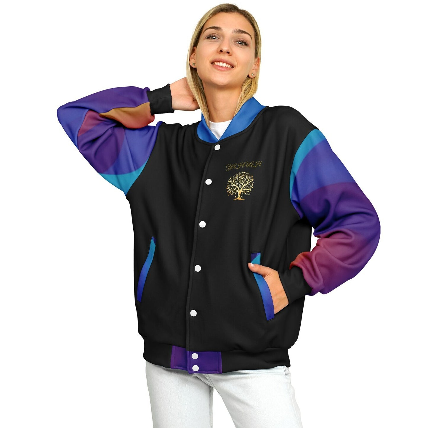 Yahuah-Tree of Life 01 Royal Designer Varsity Jacket