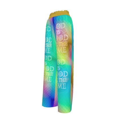 Chroma-Shift Art-to-Wear: God is Good All The Time 01-03 Faux Silk Open-Bottom Lounge Joggers