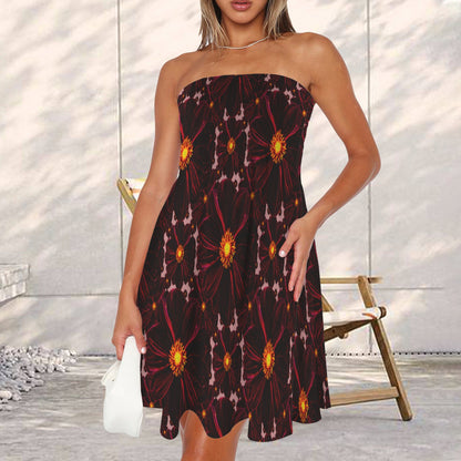 TRP Floral Print 02-03 Midnight Bishop of Aukland Dahlia Strapless Pleated Party Dress