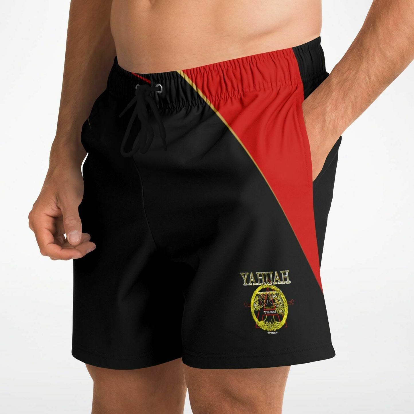 A-Team 01 Red Men's Designer Athletic Board Shorts