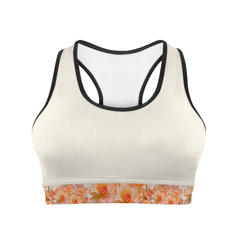 Floral Embosses: Roses 03-01 "Apricot Bloom Essential" Sports Bra
