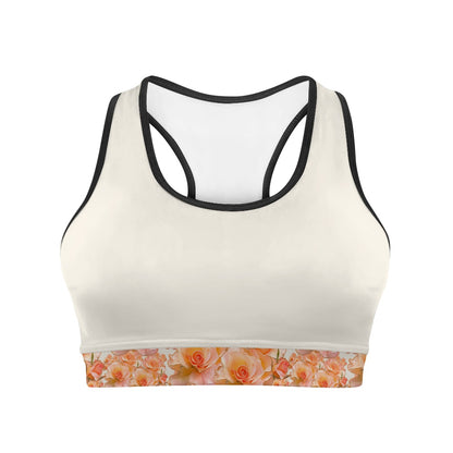 Floral Embosses: Roses 03-01 "Apricot Bloom Essential" Sports Bra