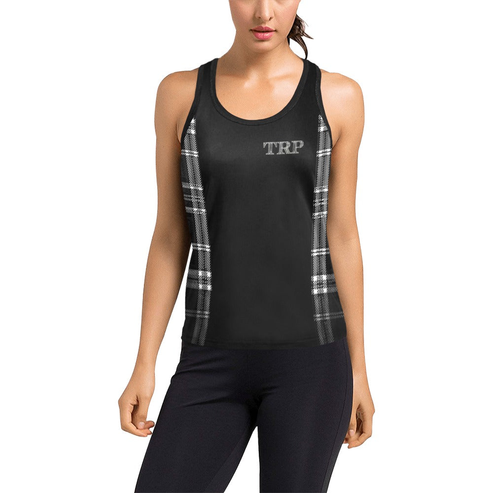 TRP Twisted Patterns 06: Digital Plaid 01-06B Ladies Designer Racerback Tank Top