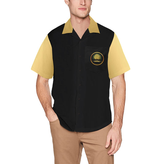 Yahuah-Tree of Life 03-01 Men's Designer Camp Collar Shirt with Chest Pocket