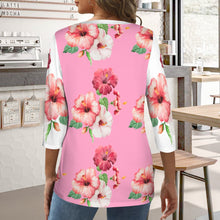 Cargar imagen en el visor de la galería, TRP Floral Print 03 Ladies Designer Round Neck Half Sleeve T-shirt