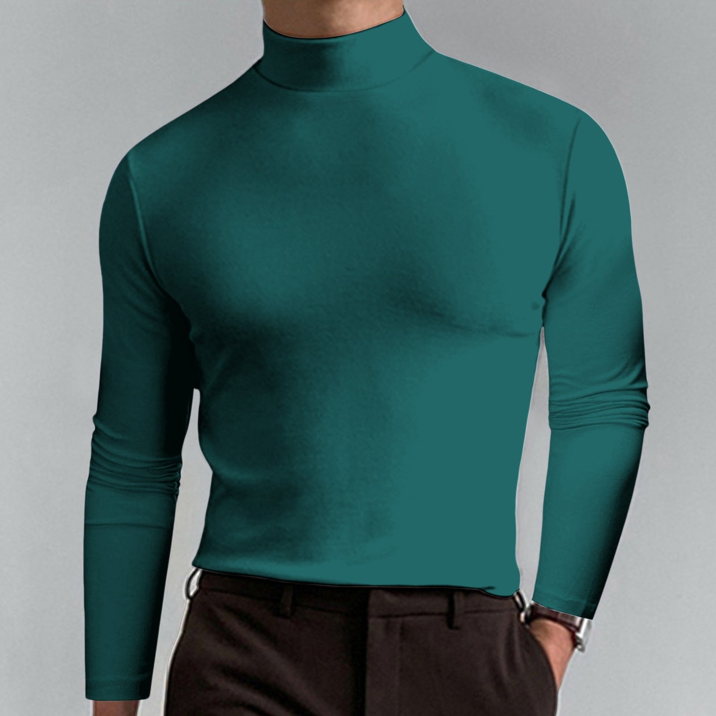 Mock Neck Slim Fit Long Sleeve Sweatshirt for Men (12 colors)