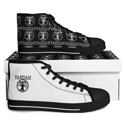 Yahuah: Tree of Life (02-05) - The Dualism Refined | Unisex High Top Canvas Sneakers (Style 01)