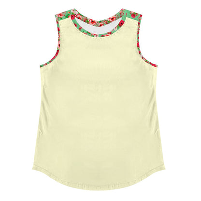 TRP Floral Print 03: Hibiscus Flowers 01-02 Tropical Bloom Muscle Tank, Cream