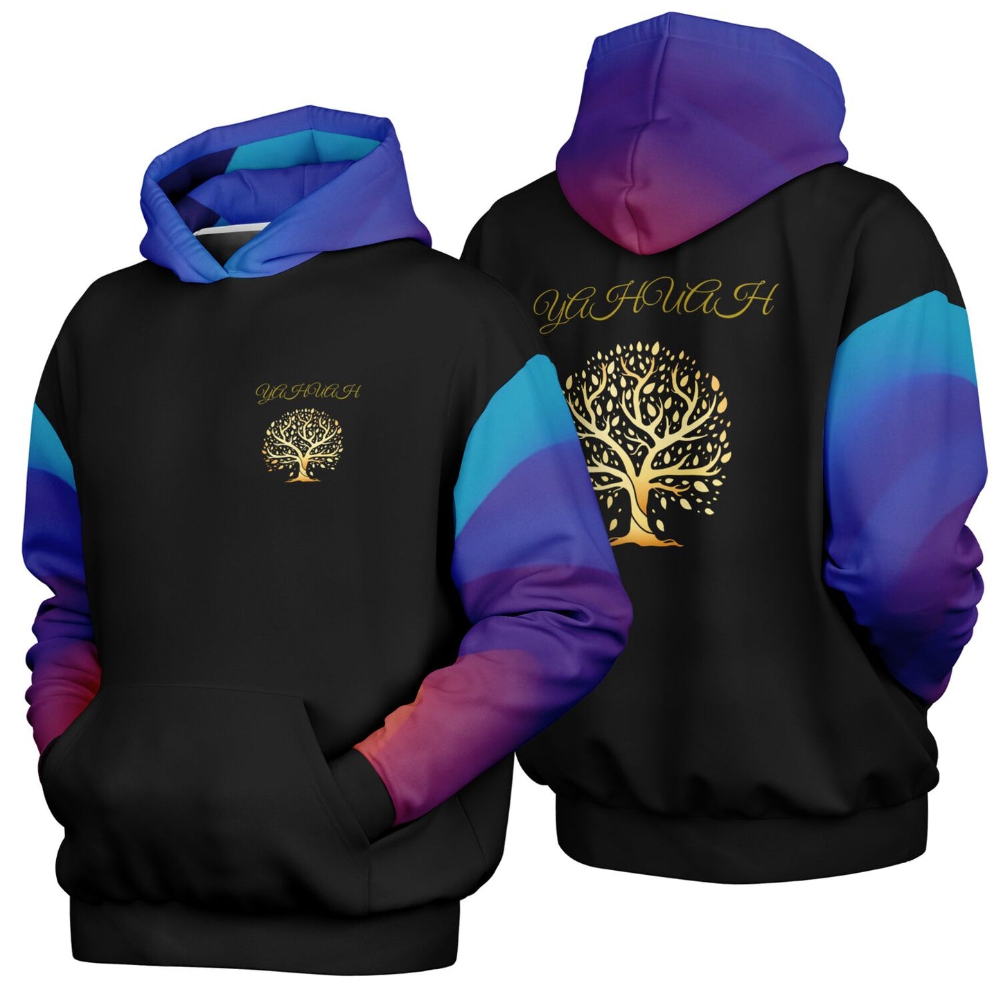 Yahuah-Tree of Life 01 Royal Designer Heavyweight Oversized Unisex Fleece Lined Pullover Hoodie