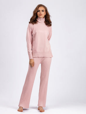 Knit Solid Color Turtleneck Sweatsuit (5 colors)