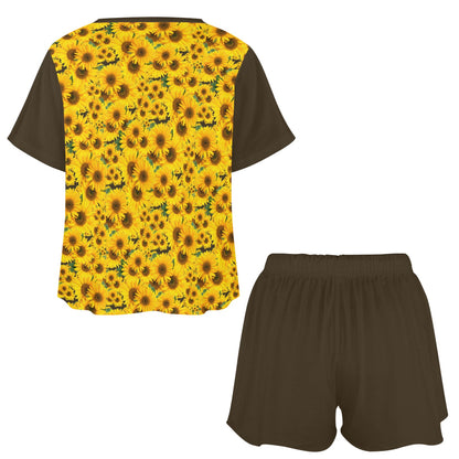 TRP Floral Print 04: Sunflowers 01 Designer Lounge T-shirt & Shorts (5 colors)