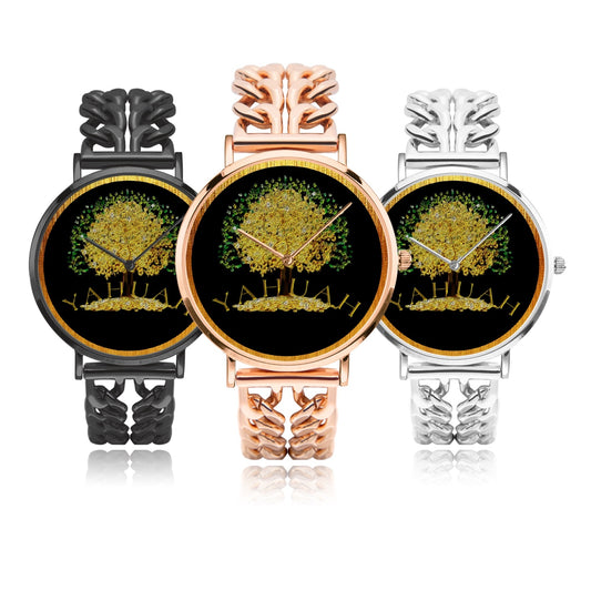 Yahuah-Tree of Life 03-01 Designer Hollow Out Stainless Steel 41mm Quartz Unisex Watch (Black, Silver, Rose Gold)