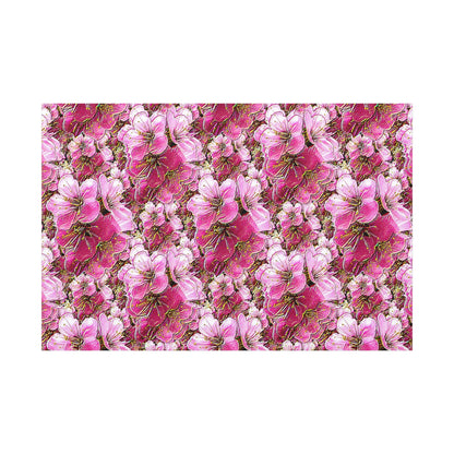 Electric Flora: Neon Sakura Cherry Blossoms Stretched Matte Canvas Wall Art