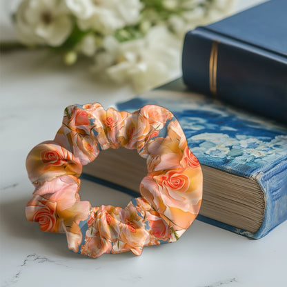Floral Embosses: Roses 03-01 "Apricot Bloom Essential" Satin Scrunchie