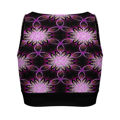Geo-Graphic 01: Electric Petals Zip Front Sports Bra