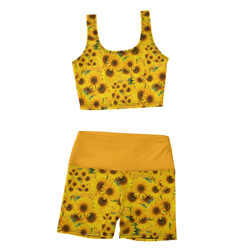 TRP Floral Print 04: Sunflowers 01 Designer Thread Yoga Set (5 colors)