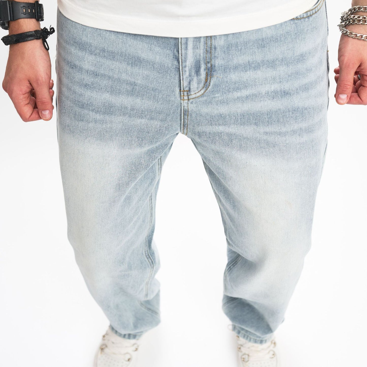 Sky Blue Relaxed Fit Men's Denim Jeans