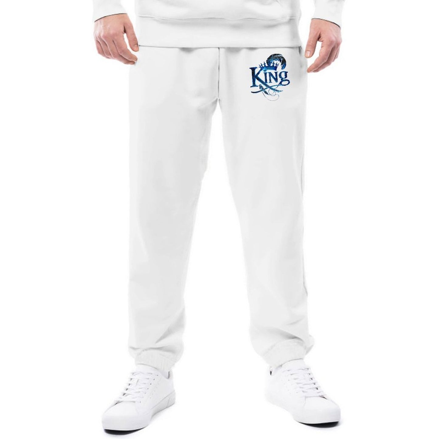 KING 02-01 White Men's Designer Sweatpants