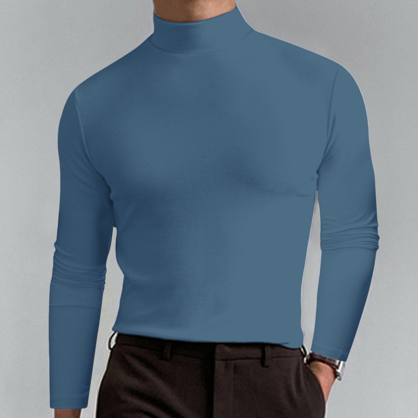 Mock Neck Slim Fit Long Sleeve Sweatshirt for Men (12 colors)