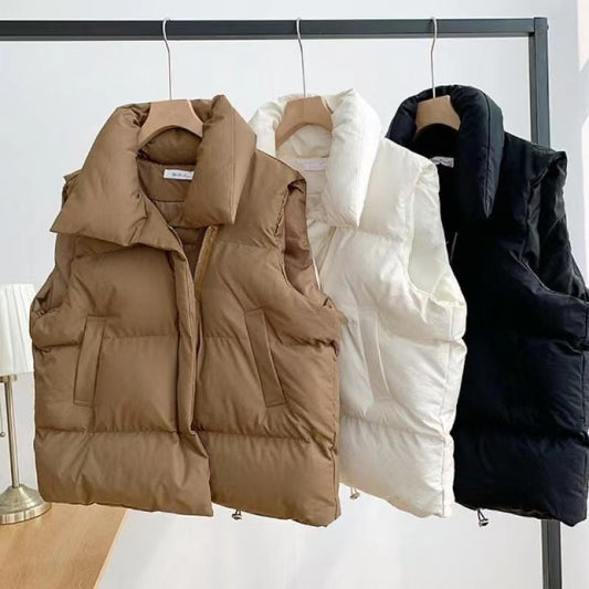 Solid Color Stand Collar Puffer Vest for Women (3 colors)