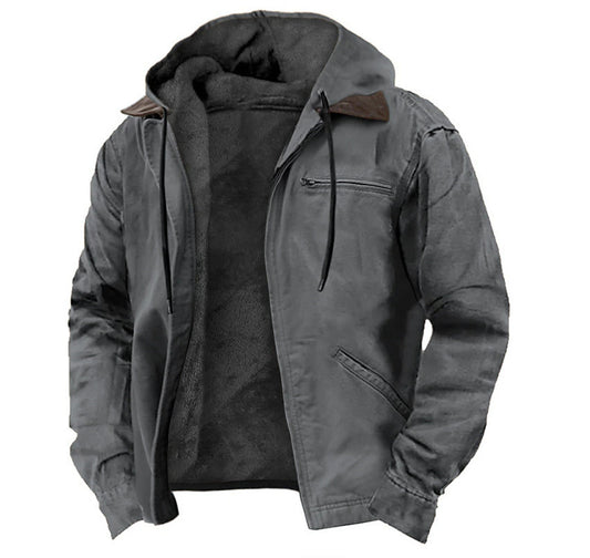 Solid Color Fleece Lined Full Zip Male Hoodie (4 colors)