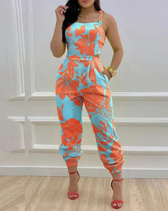 Solid Color/Printed Cross Lace Up Open Back Cropped Jumpsuit (6 Styles)