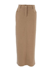 Load image into Gallery viewer, Light Brown Woolen High Waist Maxi Skirt