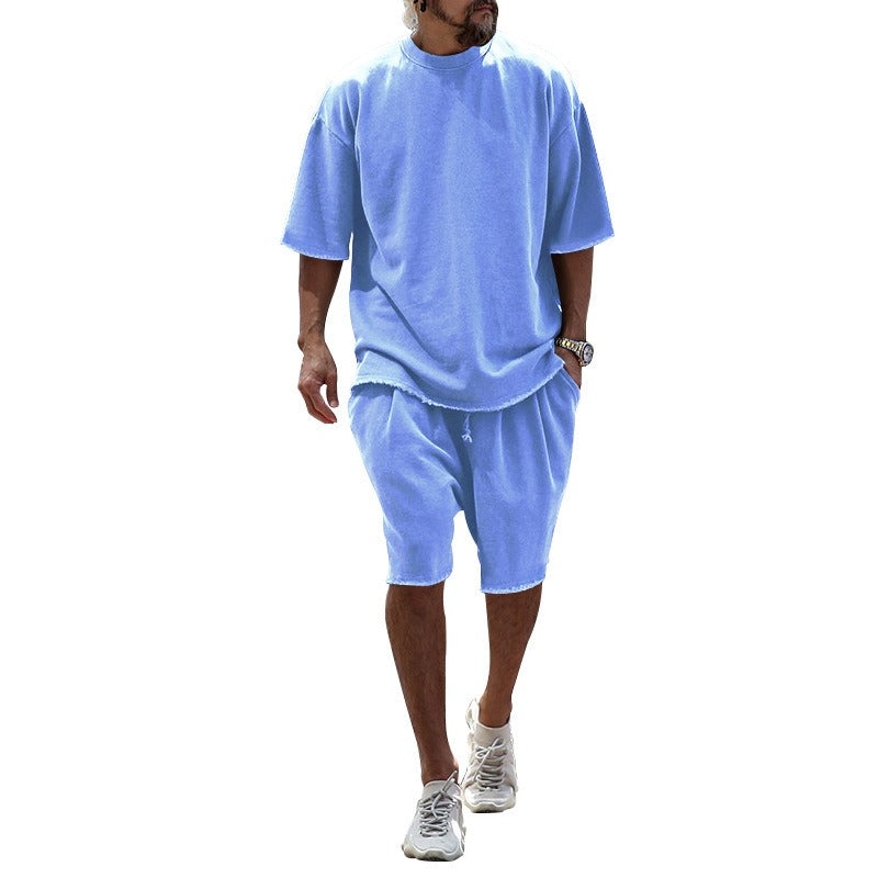 Two Piece Short Sleeve T-shirt and Shorts Set for Men (8 colors)