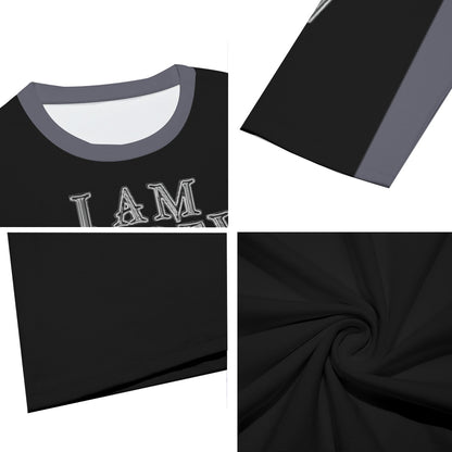 I AM HEBREW 02-02 Men's Designer Long Sleeve Cotton T-shirt, Black+BlackChrome