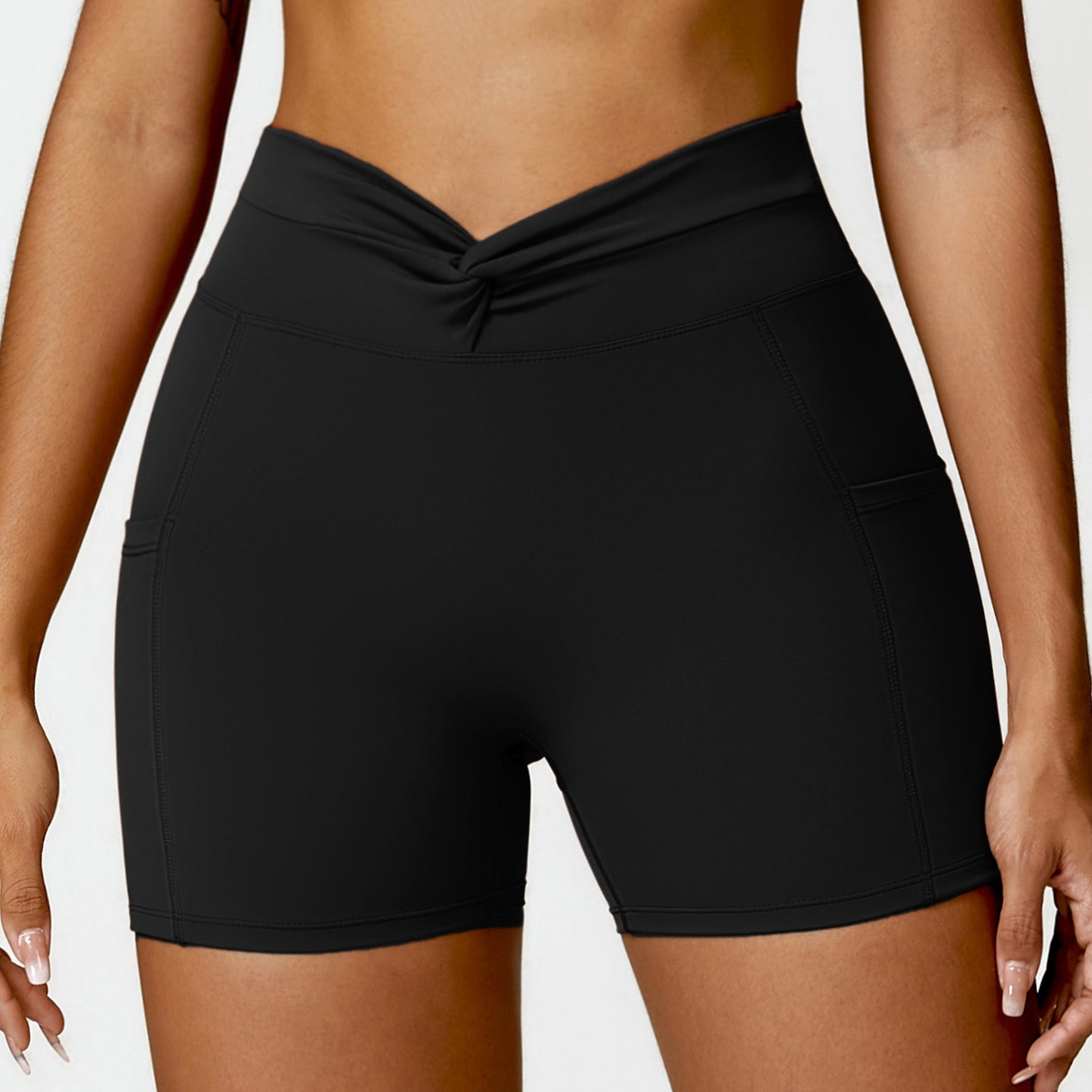 Solid Color Nude Feel Nylon Yoga Shorts (5 colors)