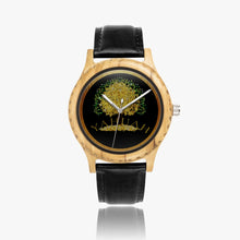 Cargar imagen en el visor de la galería, Yahuah-Tree of Life 03-01 Designer Italian Olive Lumber Wooden 45mm Quartz Unisex Watch with Leather Strap (White/Black/Brown Strap)