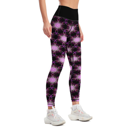 Geo-Graphic 01: Electric Petals Neon Fractal Performance Leggings