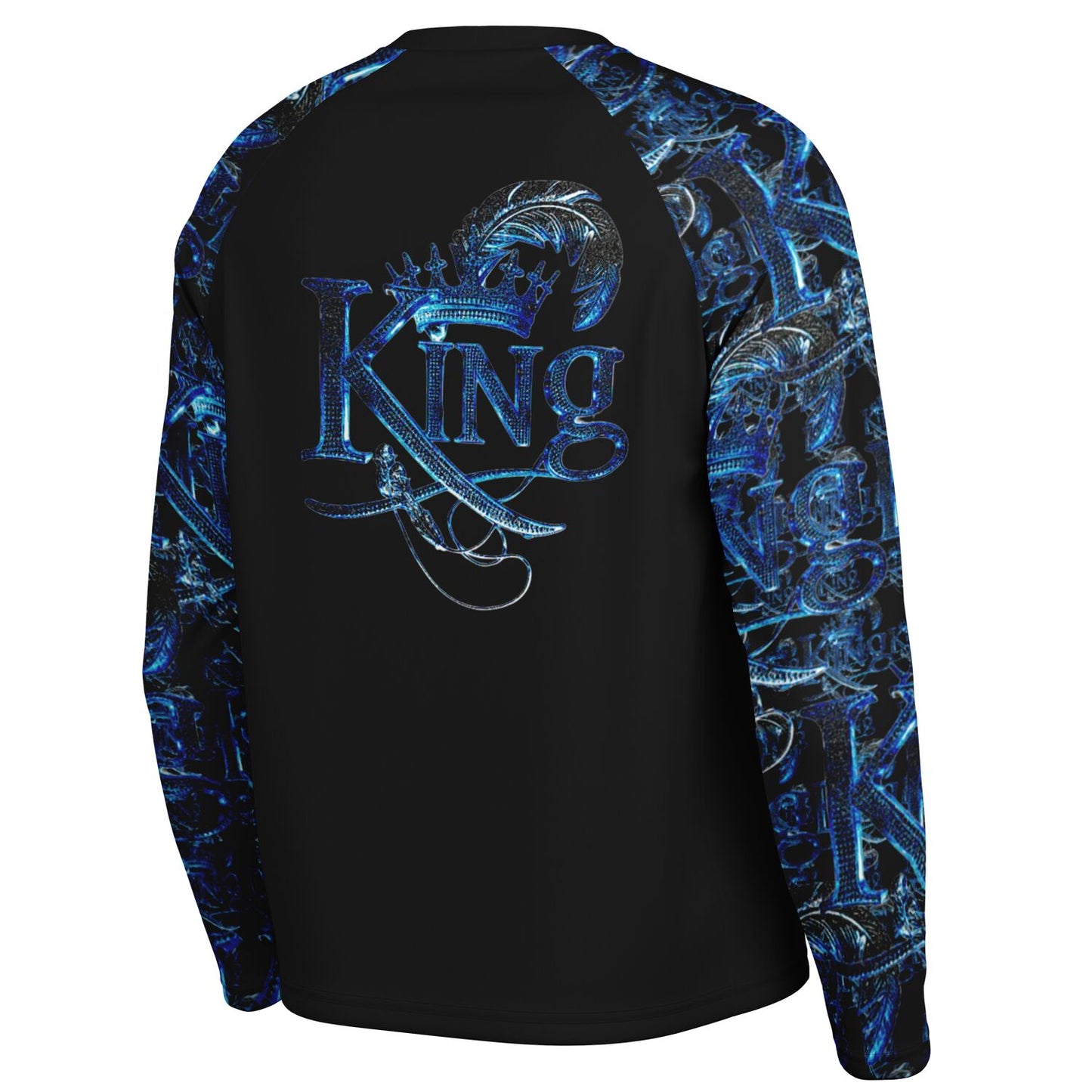 KING 02-01 Black Men's Designer Long Sleeve Performance T-shirt