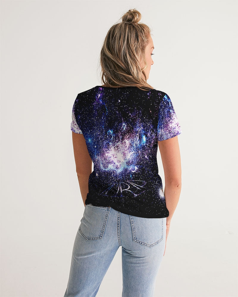 Galaxy Prints 01 Ladies Designer V-neck T-shirt