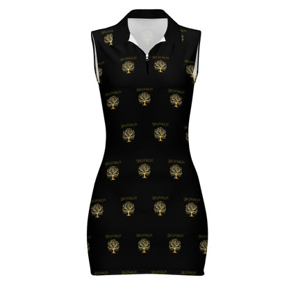 Yahuah: Tree of LIfe (01-01) | Sleeveless Mesh Zip Polo Dress (2 styles)