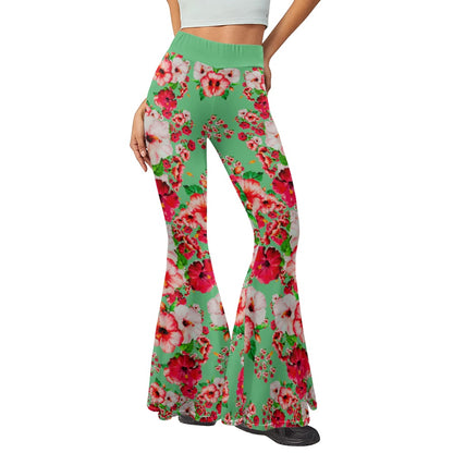 TRP Floral Print 03: Hibiscus Flowers 01-02 Tropical Bloom Flare Leggings